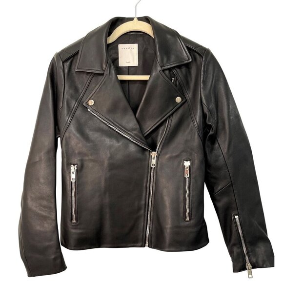 Sandro Jackets & Blazers - Sandro $790 Lambskin Leather Moto Jacket Size 2 Medium NWT